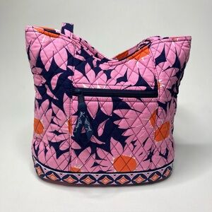 Vera Bradley Floral Quilted Shoulder Bag Pink Navy Orange